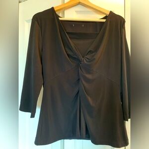 Black Faux Wrap Blouse